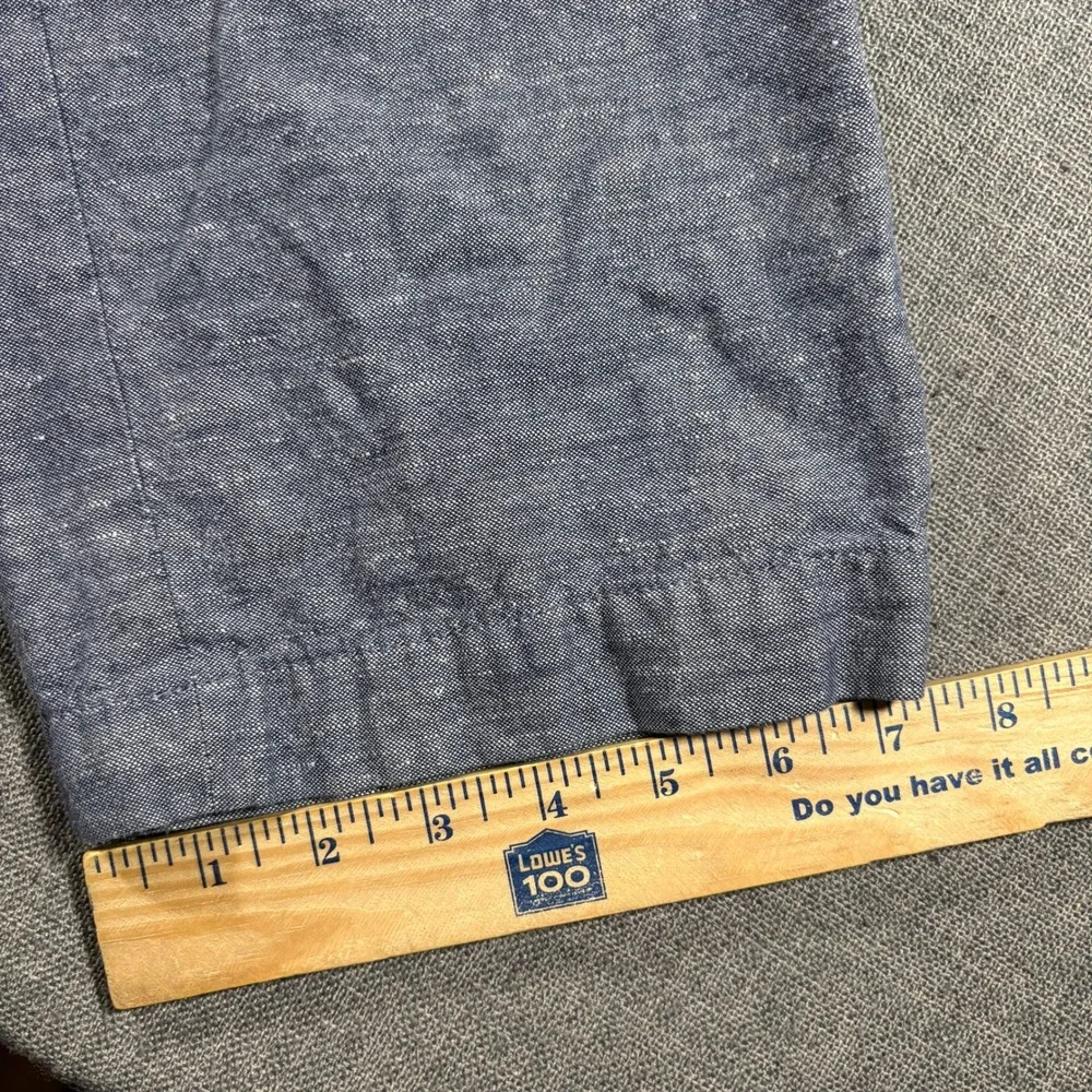 Banana Republic Aiden Chino Men 36x34 Blue Linen Cotton Blend Slim Fit Pants
